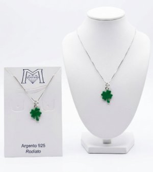 ARPD11097 PENDENTE QUADRIFOGLIO VERDE + COLLANA 52533