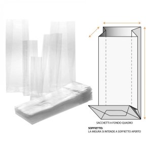 X000000060913 BUSTE NEUTRE C/PAT. ADESIVA 6x9+4 MATERIALE PER ALIMENTI 41234