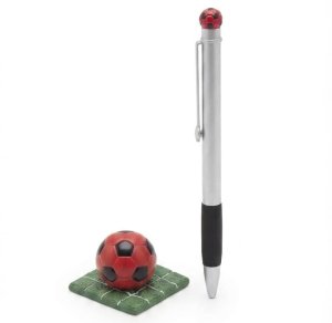 PENNA CON PORTA PENNA PALLONE ROSSONERI 065807 654