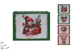 BUSTA REGALO ORIZZONTALE CON SOGGETTO NATALIZIO 23x18x10cm 494685 40649