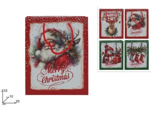 BUSTA REGALO CON SOGGETTO NATALIZIO 33x25x10cm 494630 40649