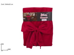 RUNNER EFFETTO VELLUTO ROSSO CON FIOCCO 35x240cm 473031 40649