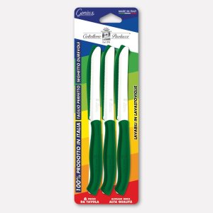 CONFEZIONE 4803V.11 6 COLTELLI TAVOLA MANICO PP VERDE GENIUS LAMA INOX SEGHETTATA 11cm 40071