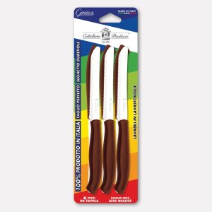 CONFEZIONE 6 COLTELLI TAVOLA 4803M.11 M.CO PP MARRONE GENIUS LAMA INOX SEGHETTATA 11cm 40071