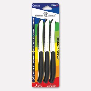 CONFEZIONE 6 COLTELLI TAVOLA 4803N.11 M.CO PP NERO GENIUS LAMA INOX SEGHETTATA 11cm 40071